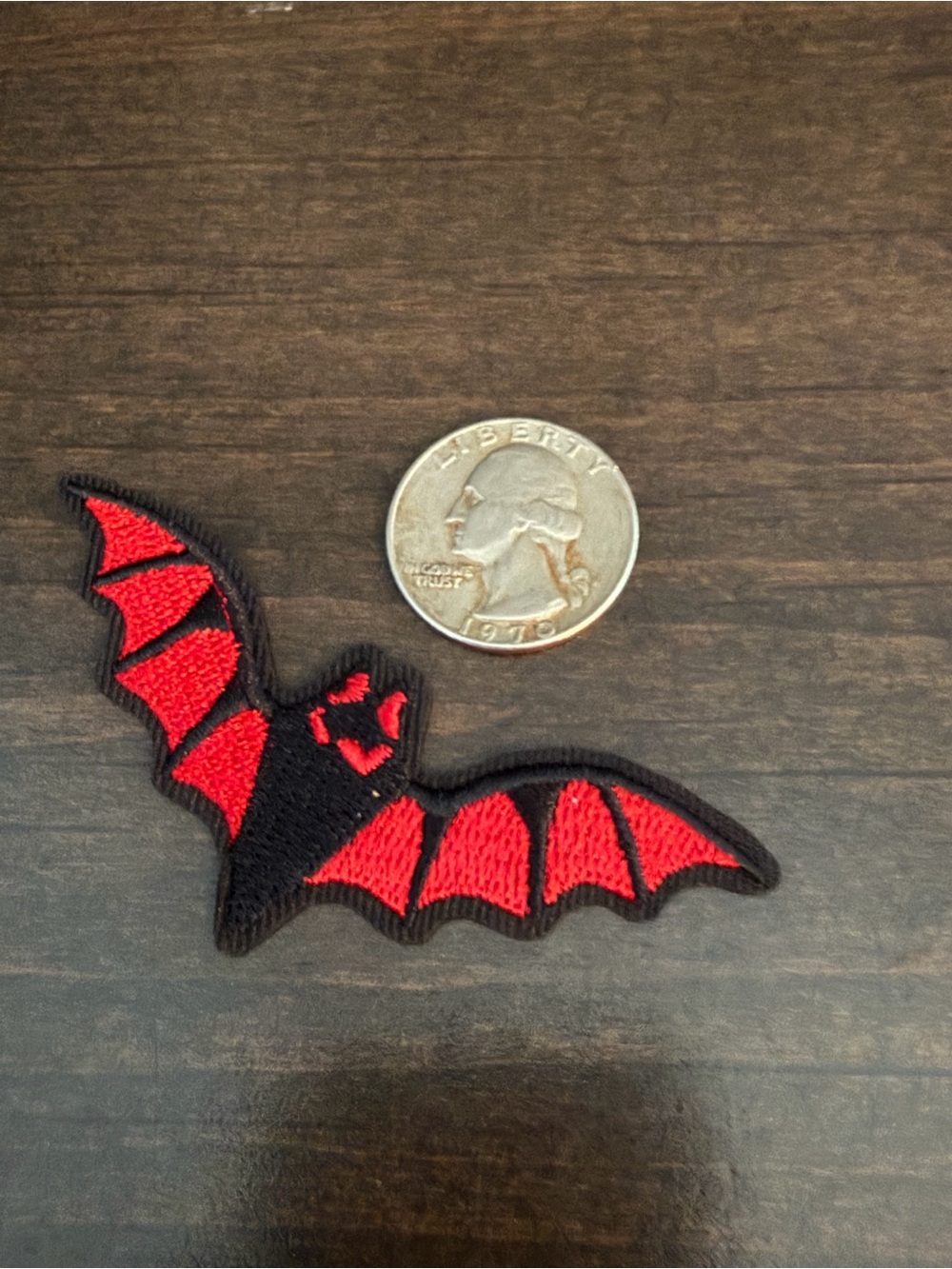 Red and Black Bat Applique Patch - Halloween Accessory